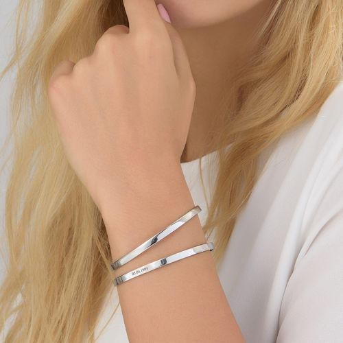 Numeral Date Bangle in Sterling Silver