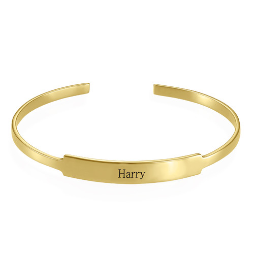 Open Name Bangle Bracelet in Gold Plating