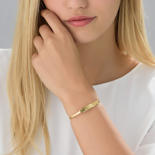 Open Name Bangle Bracelet in Gold Plating