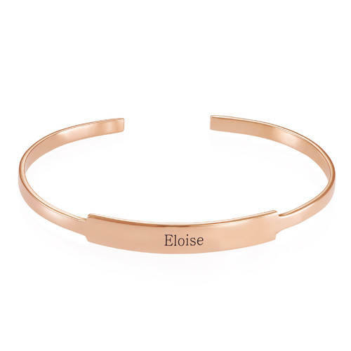 Open Name Bangle Bracelet in Rose Gold Plating