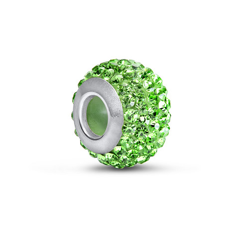 Peridot Birthstone Bead with Cubic Zirconia