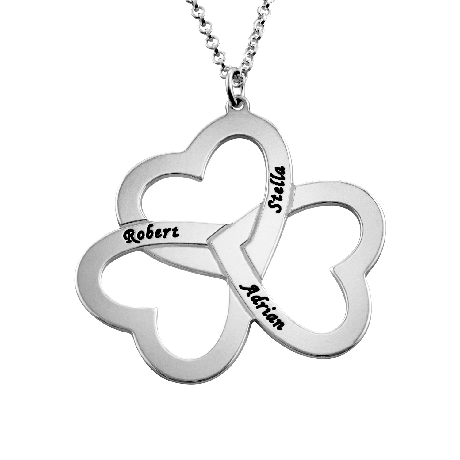 Personalized 3 Heart Necklace