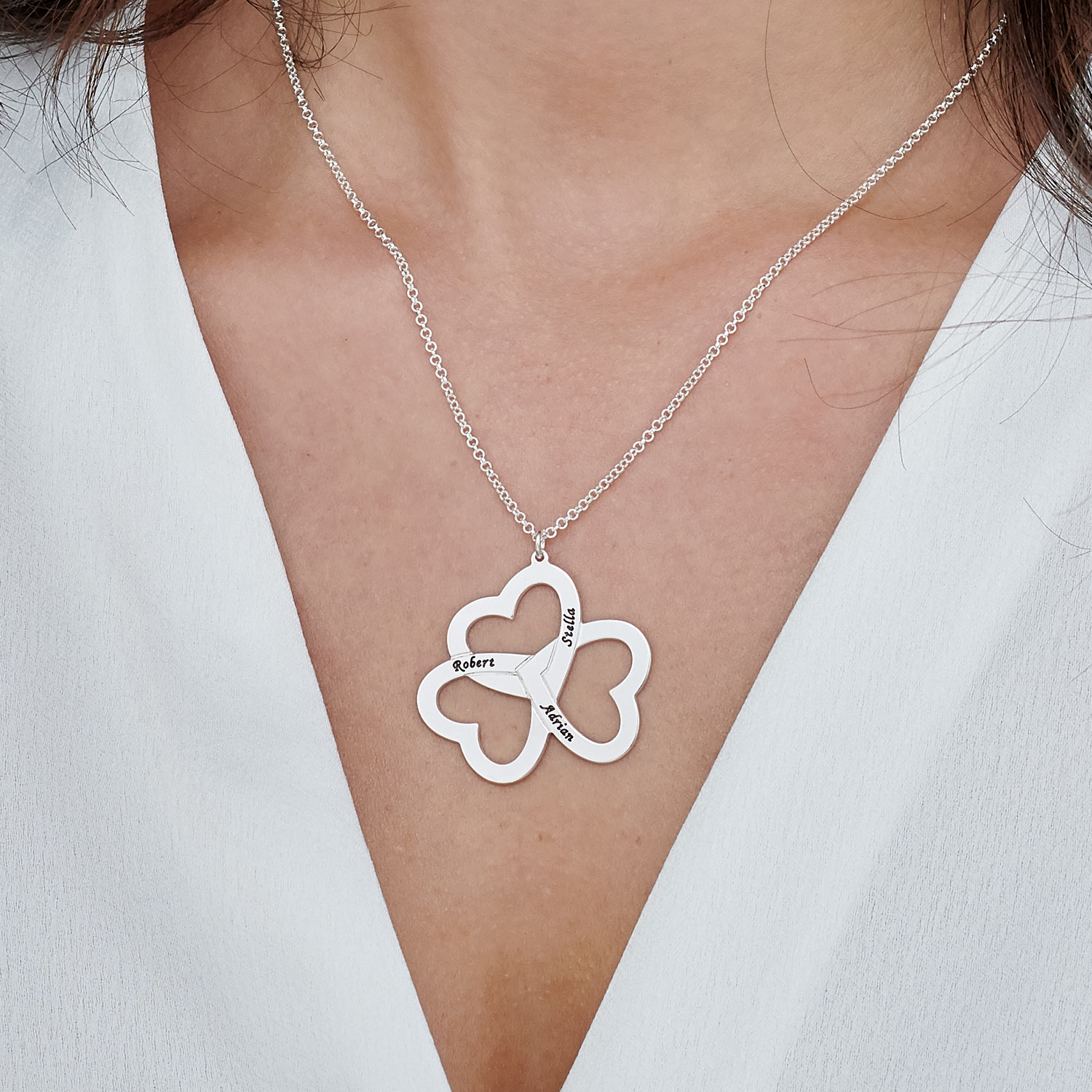 Personalized 3 Heart Necklace