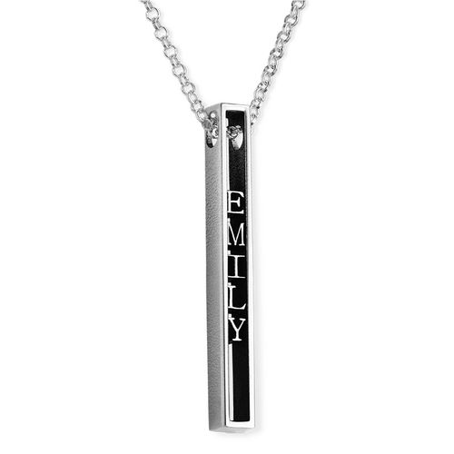 Personalized 3D Bar Necklace in Sterling Silver