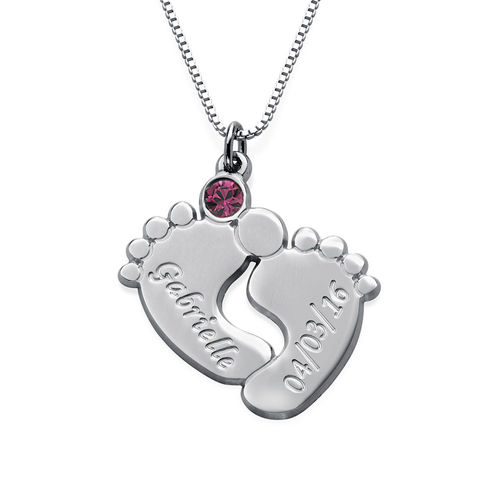 Personalized Baby Feet Necklace in Sterling Silver