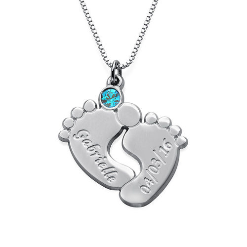 Personalized Baby Feet Necklace in Sterling Silver