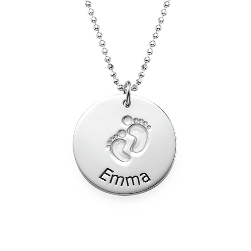 Baby Name Necklace with Footprints