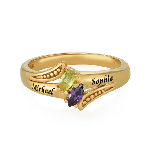 Personalized Birthstone Ring in Gold Plating