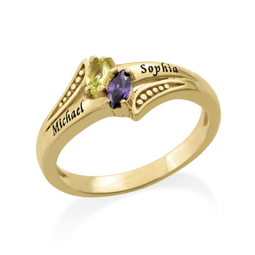 Personalized Birthstone Ring in Gold Plating