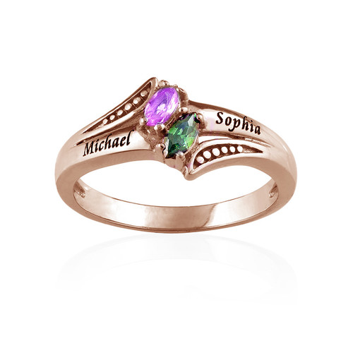 Personalized Birthstone Ring in Rose Gold Plating