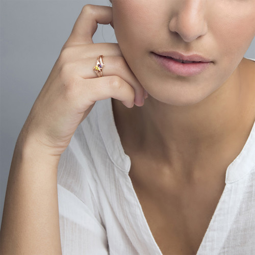 Personalized Birthstone Ring in Rose Gold Plating