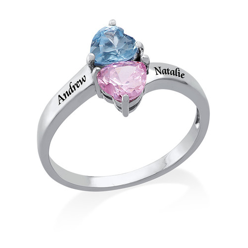 Personalized Birthstone Ring in Silver