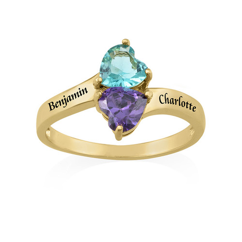 Personalized Birthstone Ring with Gold Plating