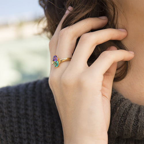 Personalized Birthstone Ring with Gold Plating