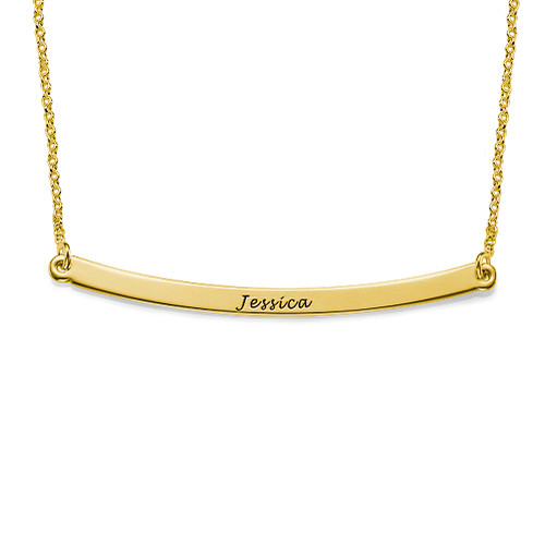 Personalized Curved Bar Necklace with 18K Gold Plating