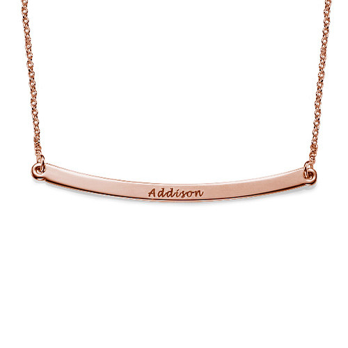 Personalized Curved Bar Necklace with Rose Gold Plating