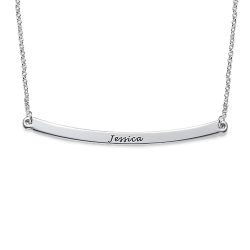 Personalized Curved Bar Necklace