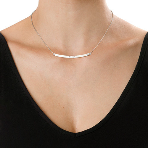 Personalized Curved Bar Necklace