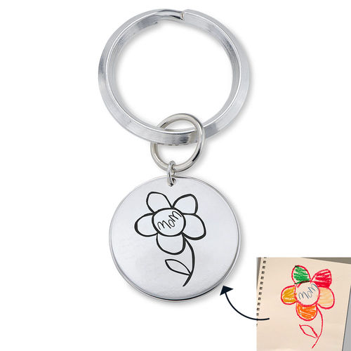 Personalized Disc Keychain with Kids Drawings