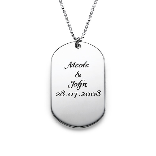 Personalized Dog Tag Necklace in Silver – Script