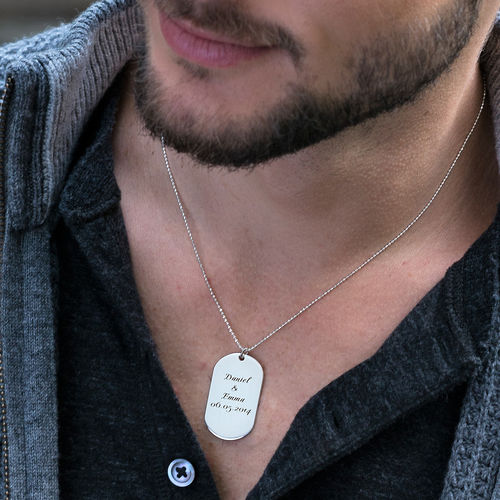 Personalized Dog Tag Necklace in Silver – Script