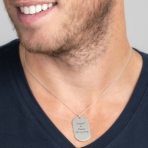 Personalized Dog Tag Necklace in Silver – Script