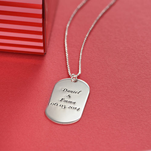 Personalized Dog Tag Necklace in Silver – Script