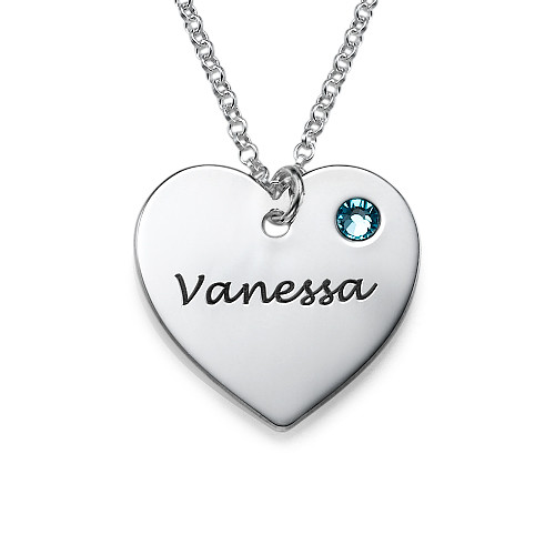 Personalized Heart Necklace with Swarovski