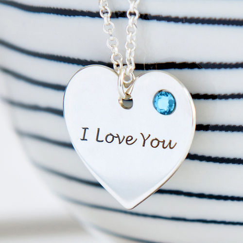 Personalized Heart Necklace with Swarovski