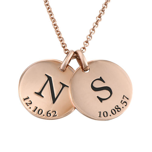 Personalized Initial and Date Necklace in Rose Gold Plating