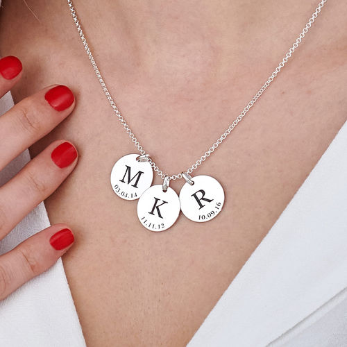 Personalized Initial and Date Necklace in Sterling Silver