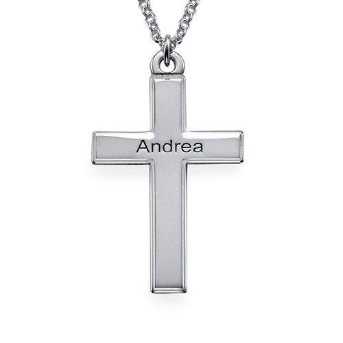 Personalized Silver Cross Necklace