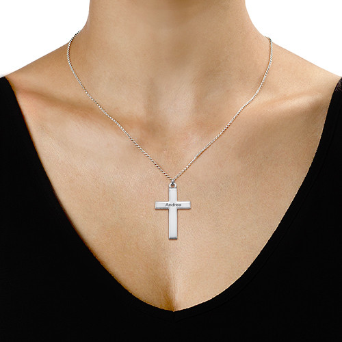 Personalized Silver Cross Necklace