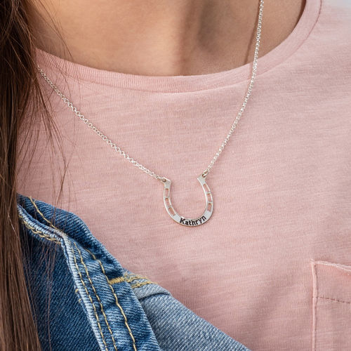 Personalized Silver Horseshoe Necklace