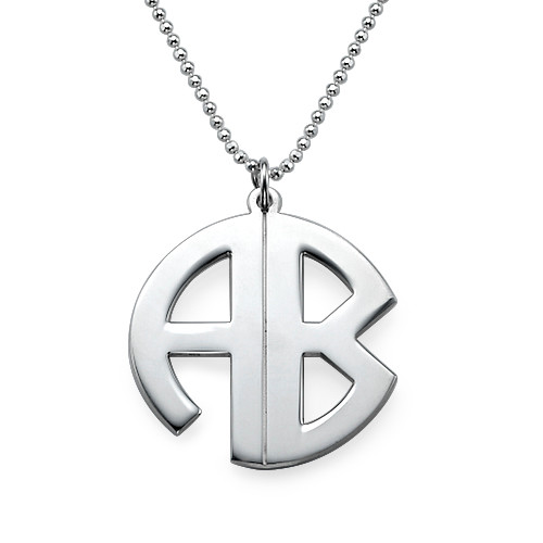 Personalized Sterling Silver Block Monogram Necklace