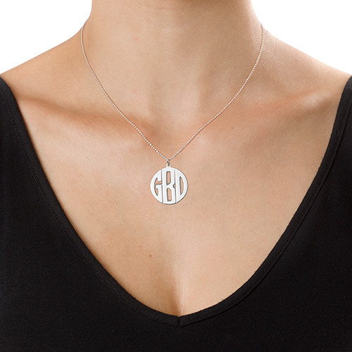 Personalized Sterling Silver Block Monogram Necklace