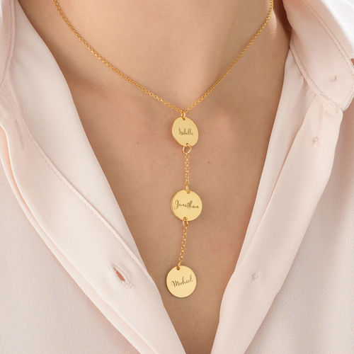 Personalized Y Necklace in Gold Plating