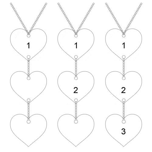 Personalized Y Necklace in Sterling Silver with Heart Shaped Pendants