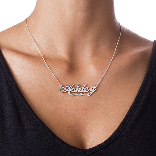 Sterling Silver Coca Cola Style Name Necklace