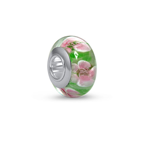 Pink & Green Glass Bead