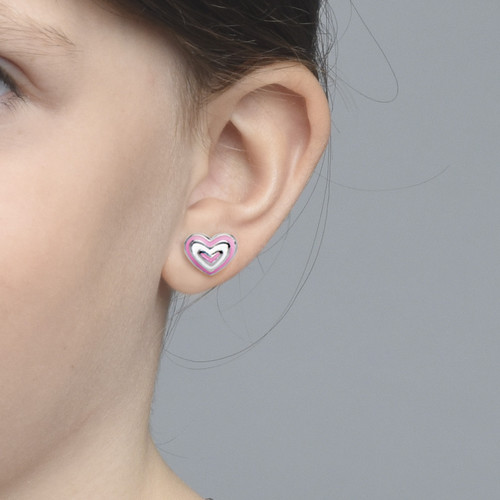 Pink Heart Earrings for Kids