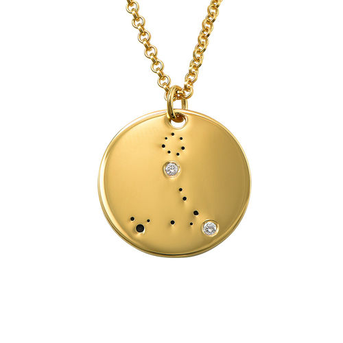 Pisces Constellation Necklace with Diamonds in Gold Plating