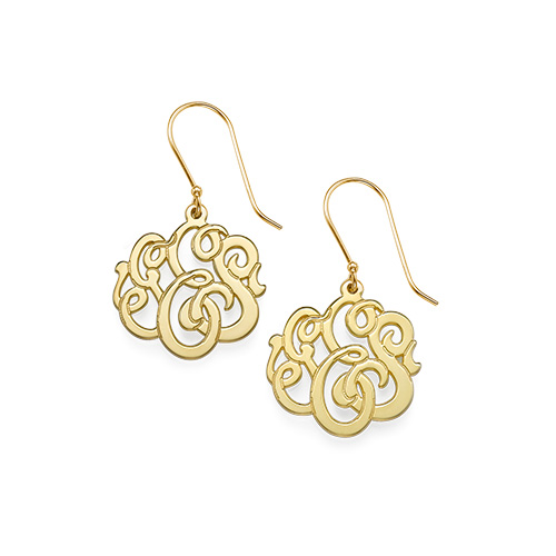 Premium Monogram Earrings 18k Gold Plated