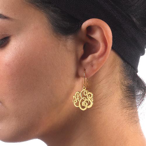 Premium Monogram Earrings 18k Gold Plated