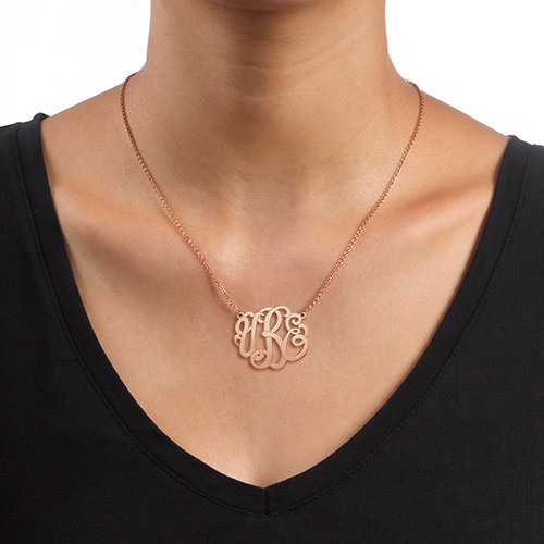 Premium Monogram Necklace in Rose Gold Plating