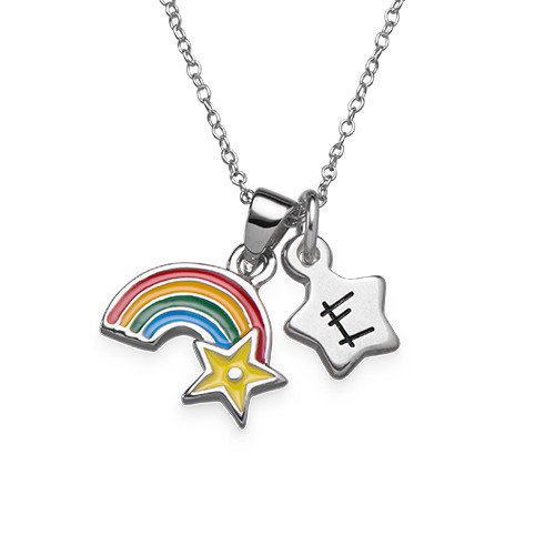 Rainbow Necklace for Kids with Initial Charm