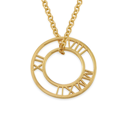 Roman Numeral Circle Necklace in Gold Plating