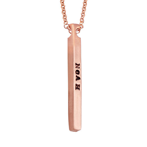 Rose Gold Plated 4 Sides Stamped Bar Necklace