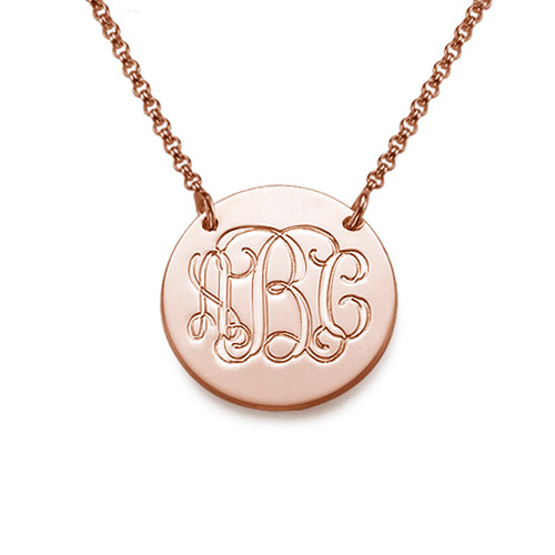 Rose Gold Plated Monogram Disc Necklace