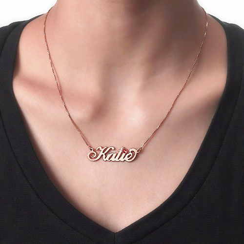 Rose Gold Plated Silver Swarovski Name Necklace